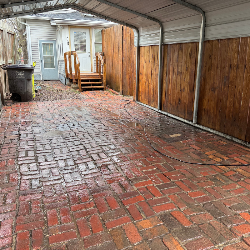 Clean driveway and fence